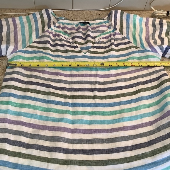 Talbots Linen Striped Women's Top Size Medium - Picture 4 of 8